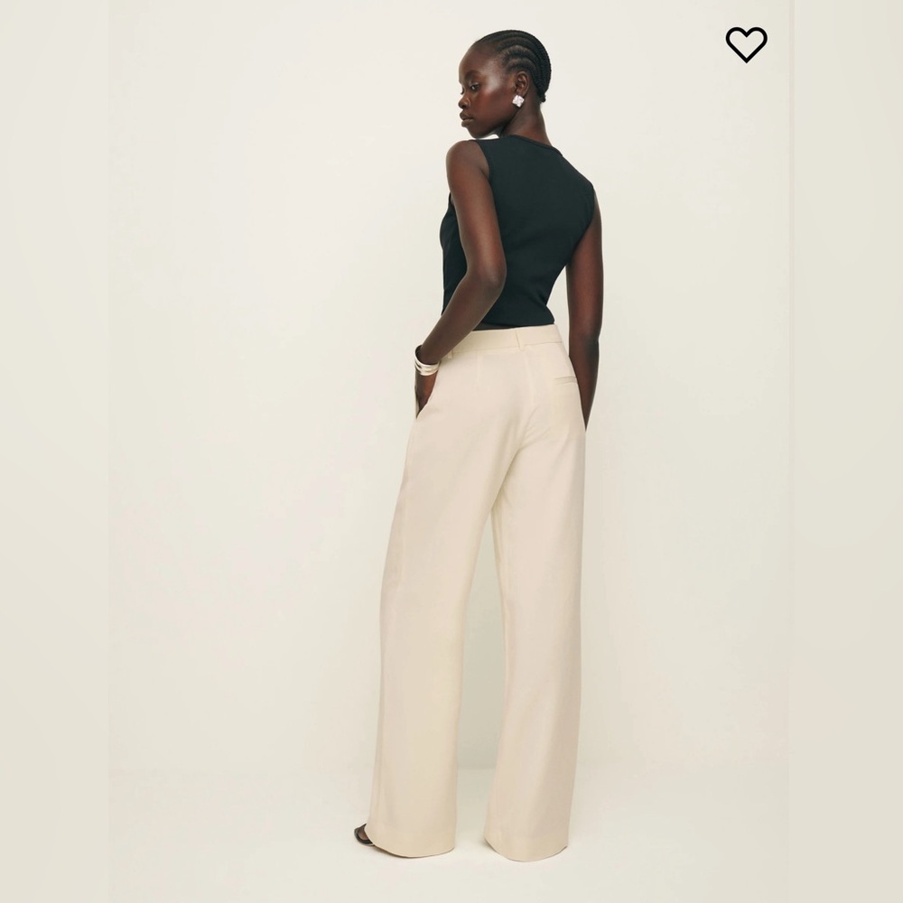 NWT Reformation Carter Mid Rise Pant in Sugar Size 6 Neutral Straight Leg Pants - Picture 5 of 10